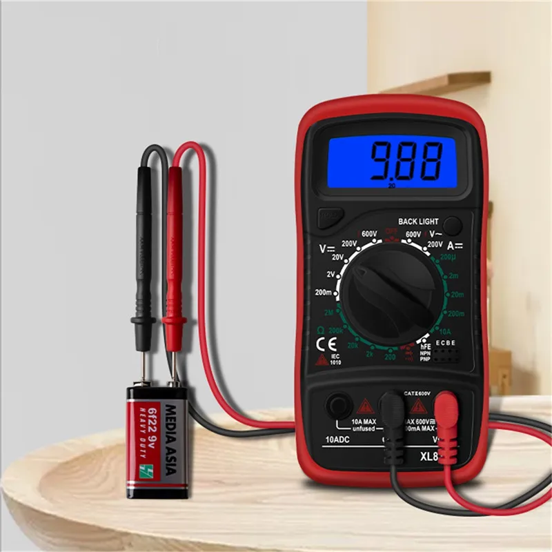

XL830L Multimeter LCD Digital Multimetro AC/DC Ammeter Voltmeter Ohm Voltage Tester Meter Backlight Protect With Probe