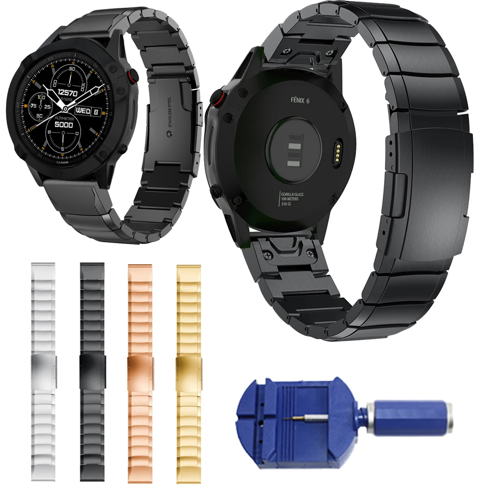Ремешок из нержавеющей стали для Garmin Fenix 6s 6x 6/5 браслет быстрой установки