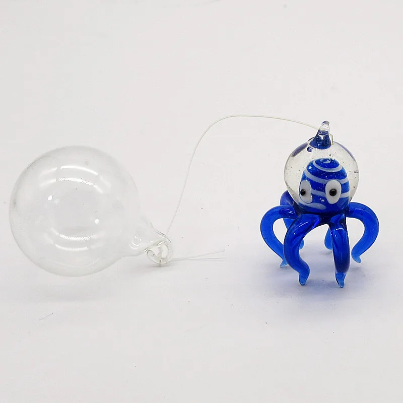 Aquarium handmade Floating Glass Bubble octopus miniature figurine Fish Tank Landscape Ornament Decoration marine animal Pendant | Дом и сад