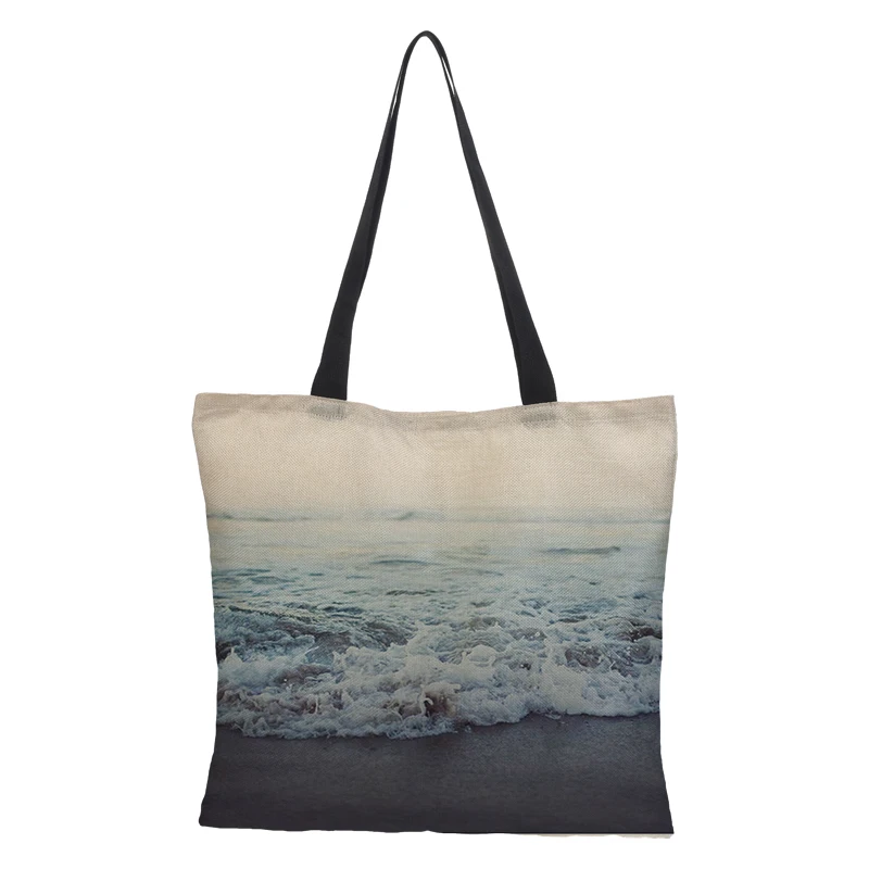 Краудейл, двухсторонняя Сумочка с рисунком морской звезды, женская большая сумка для покупок, модная женская льняная сумка на плечо, 43 см* 43 см - Цвет: 20