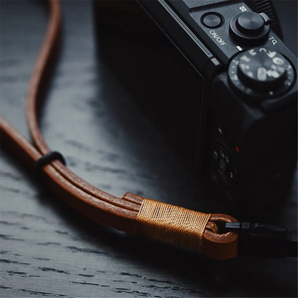 Brown Gold Кожаный ремешок на запястье для камеры Ricoh GR3 GR2 Canon G7X ручной работы - Цвет: Brown Gold