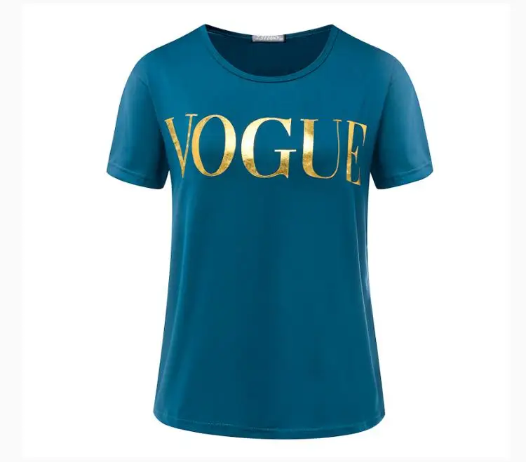 Харадзюку Летняя женская футболка Новое поступление модная футболка с принтом VOGUE женские футболки повседневные женские футболки размера плюс S-XL