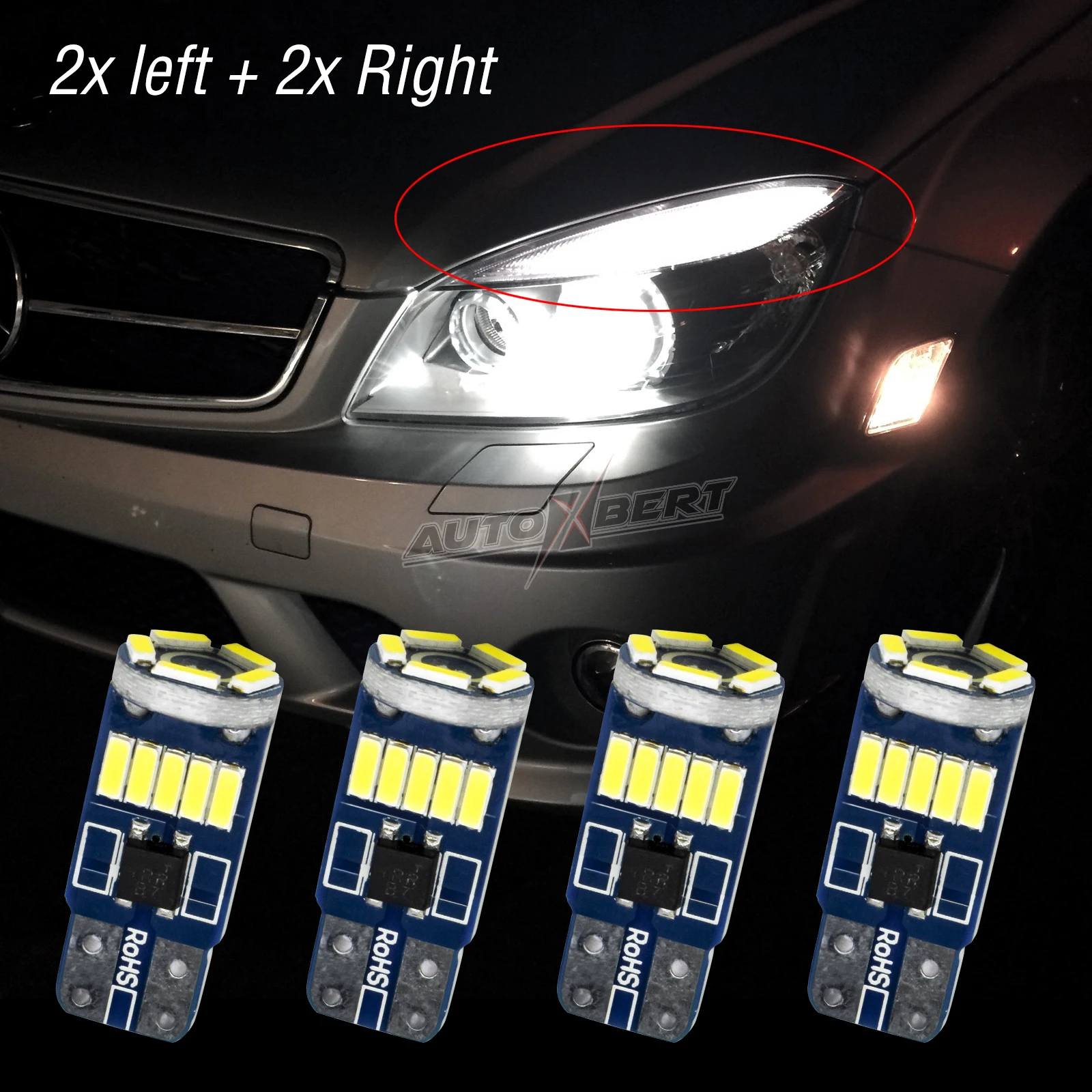 Lot De 4 Ampoules LED Voiture 6000K Blanc - 21 LEDs Par Ampoule - Pour Plaque, Veilleuse, Intérieur - Plug And Play