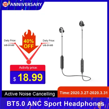 

Wireless Bluetooth 5.0 Headphones Active Noise Cancellation Headset ANC Neck-band Earphone with Microphone Sports Earphones