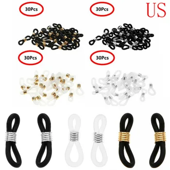 

30pcs Ear Hook Eyeglasses Spectacles Chain Glasses Retainer Ends Adjustable Anti-Slip Silicone Ends Rope Sunglasses Connector