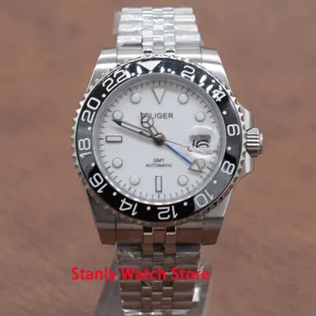 

Sapphire Glass Bliger 40mm White Dial Luminous Marks Black Ceramic Bezel GMT Jubilee-Band Automatic Movement Men's Watches