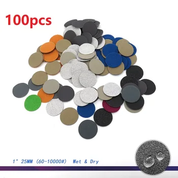 

100pcs 1inch 25mm Sandpapers Flocking Sanding Discs Hook & Loop 60-10000 Grit Sander Parts Accessories