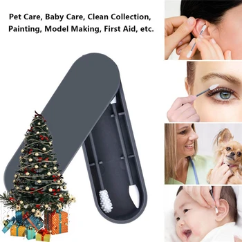 

2Pcs High Quality Reusable Silicone Cotton Swab With Case Ear Eye Cleaning Washable Makeup Swabs Soft Flexible Make Up Tools
