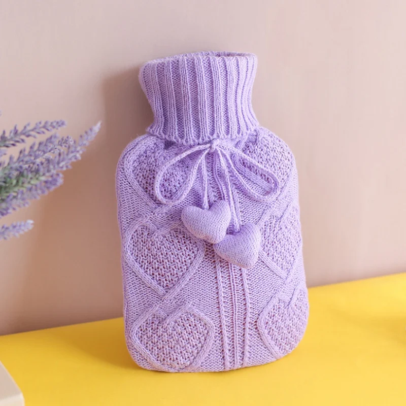 

750ML Portable Warmer For Girl Rubber Cute Hand Mini Hot Water Bottles Household Hot Water Bags With Knit Cover For Pain Relief