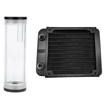 

1 Pcs 160MM Length 50MM Diameter Cylindrical Water-Cooled Tank & 1 Set 120MM Aluminum Computer Radiator
