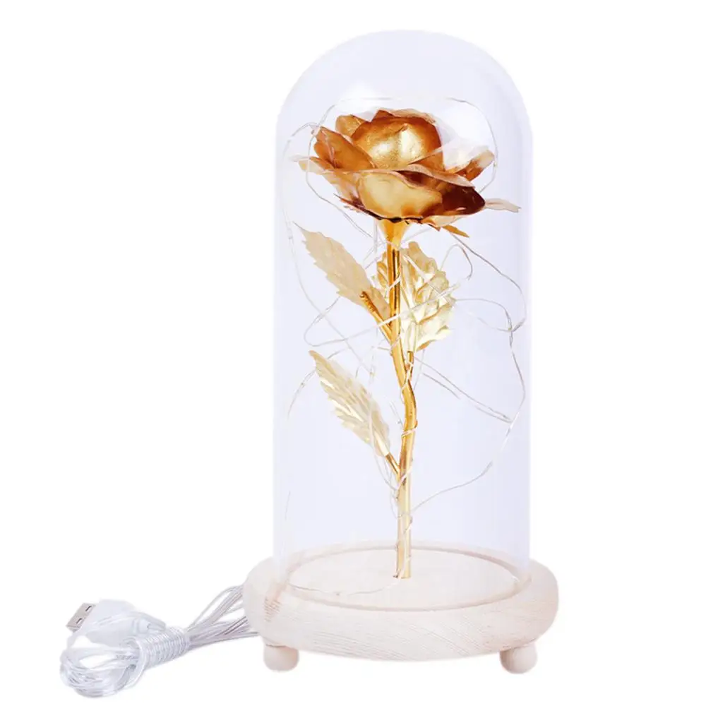 LED Eternal Rose in Glass Dome Beauty and beast Rose Decorative Flowers led Night lights Valentine Gift Women Mother Day Gifts - Цвет: J