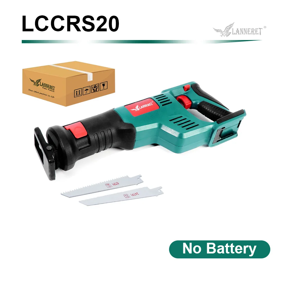 SET 1 -No battery LANNERET Беспроводная сабельная пила 20 в электрическая пила 2.0Ah литий-ионная батарея 22 мм ход с пильными лезвиями пильный режущий инструмент - Цвет: SET 1 -No battery