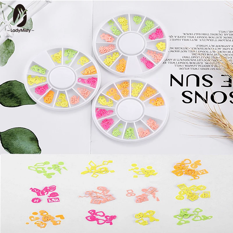 

3D Embossed Nail Sticker Fluorescent Color Artificial Flower Nail Sticker 12 Mixed Nail Accessories DIY Nail Art Stickers