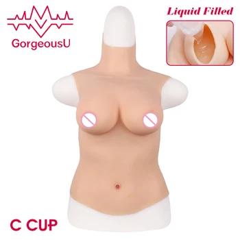 

GorgeousU Silicone Breast Forms Half Body Fake Boobs C Cup Liquid Filling Tits Crossdresser Transgender Shemale Drag Queen