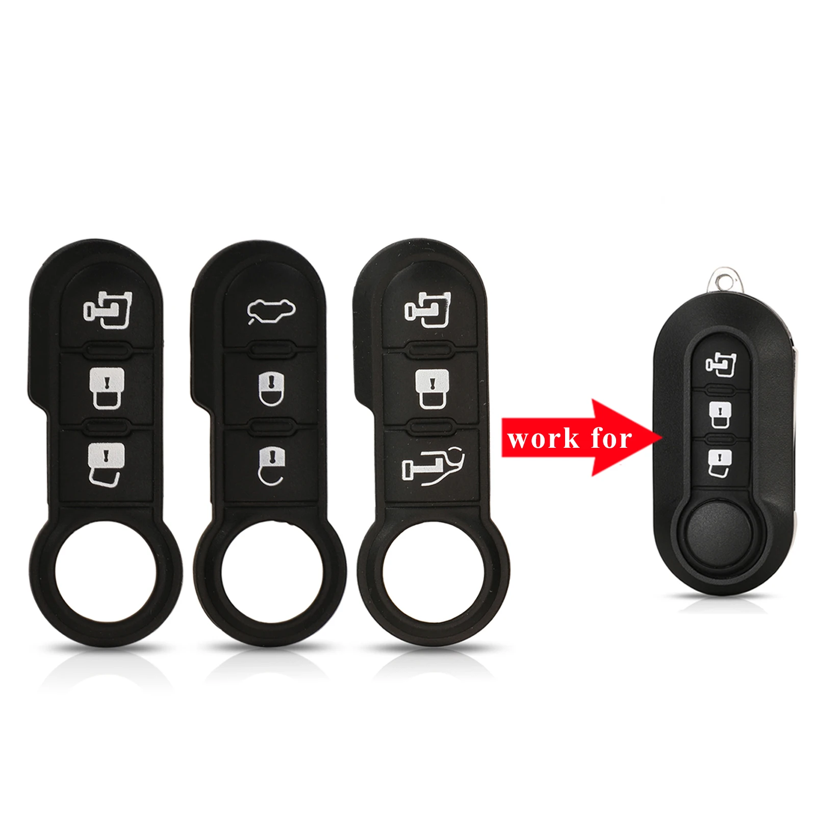 Keyforkess New Styling 3 pulsanti in gomma Pad Fob Flip Key Remote per Fiat 500 Panda Abarth Punto Peugeot Citroen Remote Car Key Pad - H567fbdf445024e889c1693a5faa108d1z