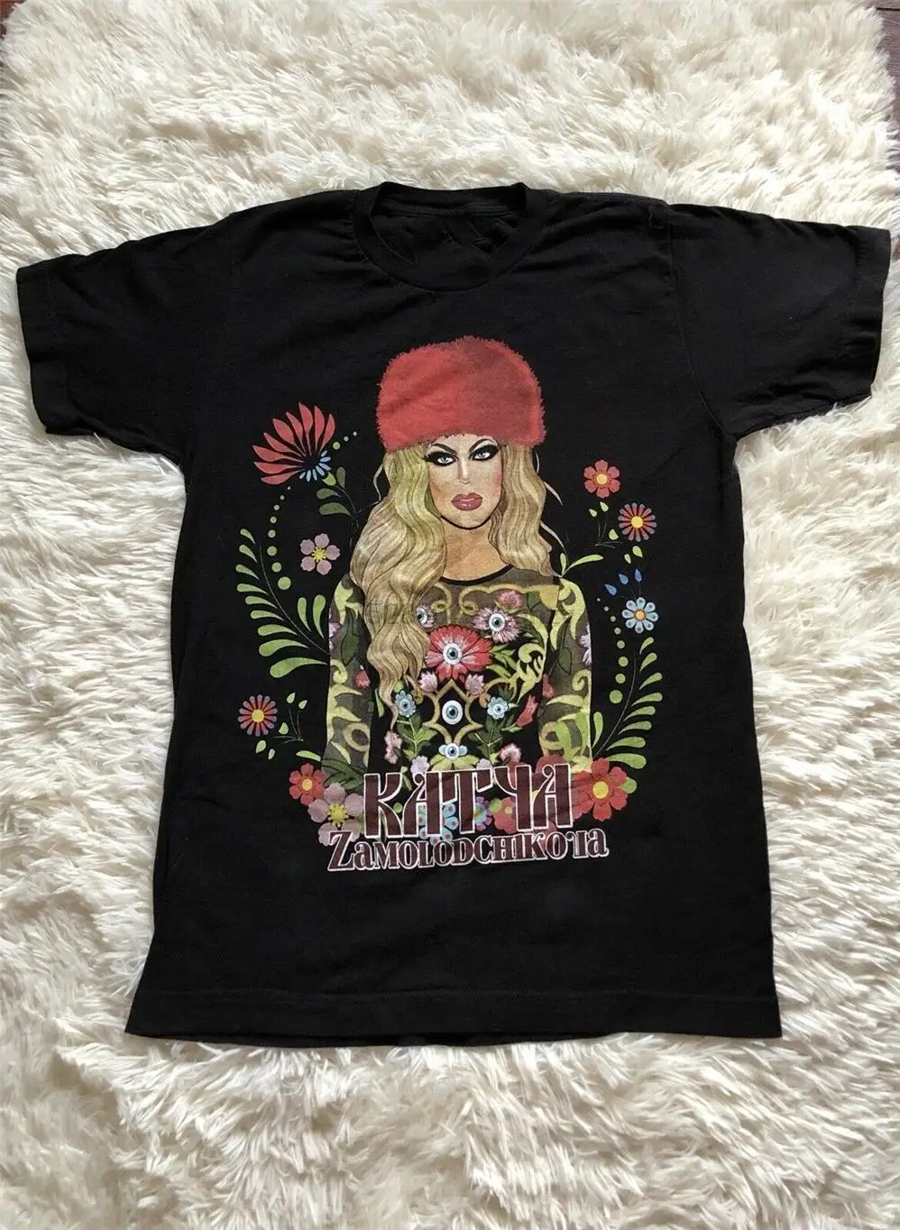 Маленькая черная футболка с надписью Drag queen Merch Katya Zamolodchikova Rupaul Размеры 26 30 40 50 на