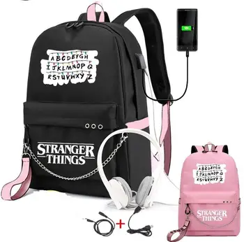 

New Stranger Things backpack Multifunction USB Charging Travel Canvas Student Backpack For Teenagers Boys Girls School Bag