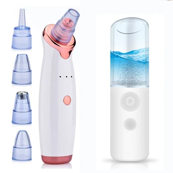 

Blackhead Remover Face Pore Vacuum Nano Mist Sprayer Facial Moisturizing Beauty USB Charging Steamer Vacuum Suction Facial Tool