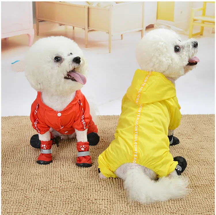 New Style Dog Raincoat Legs Double Layer Waterproof Pet Spring And Summer Teddy Large And Medium Small Dogs Clothing Supplies Wh