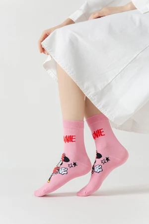 3 Pairs Casual Korea Women socks Cute Kawaii long socks Cartoon Mickey Minnie Donald Winnie Cotton socks girl socks Size 35-42