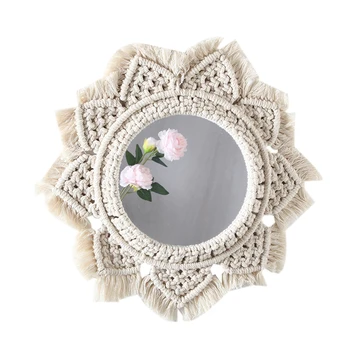 

Wall Hanging Nordic Tapestry Mirror Decoration Makeup Mirror Bedside Bedroom B&B Entrance Hotel Decorations