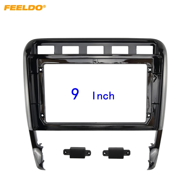 Feeldo Car 2Din Audio Face Plate Fascia Frame Per Porsche Cayenne Turbo 9 "Radio Stereo A Grande Schermo Pannello Dash Mount Refitting