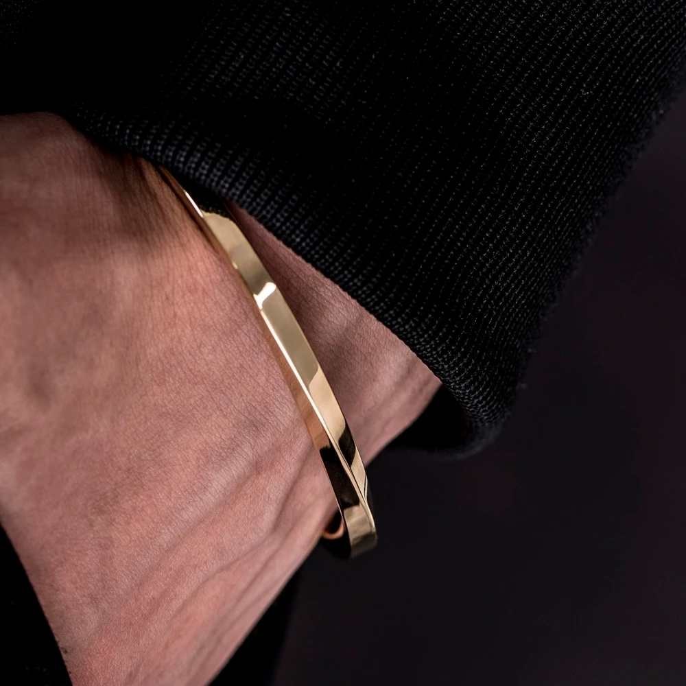 Simple Classic bangle Stainless steel Bangle men Bracelets black Cuff Bangle for Women Type C twisted Bangle  jewelry 4