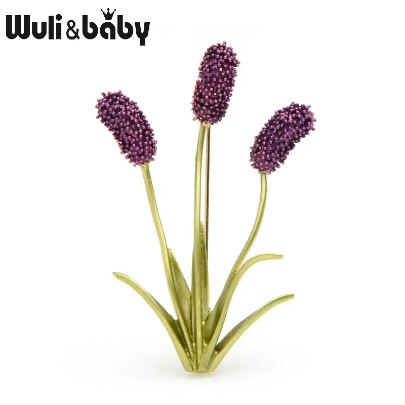Wuli&baby, фиолетовые, коричневые, лисохвост, трава, броши для женщин и мужчин, эмаль, свадебная брошь, булавки, подарки