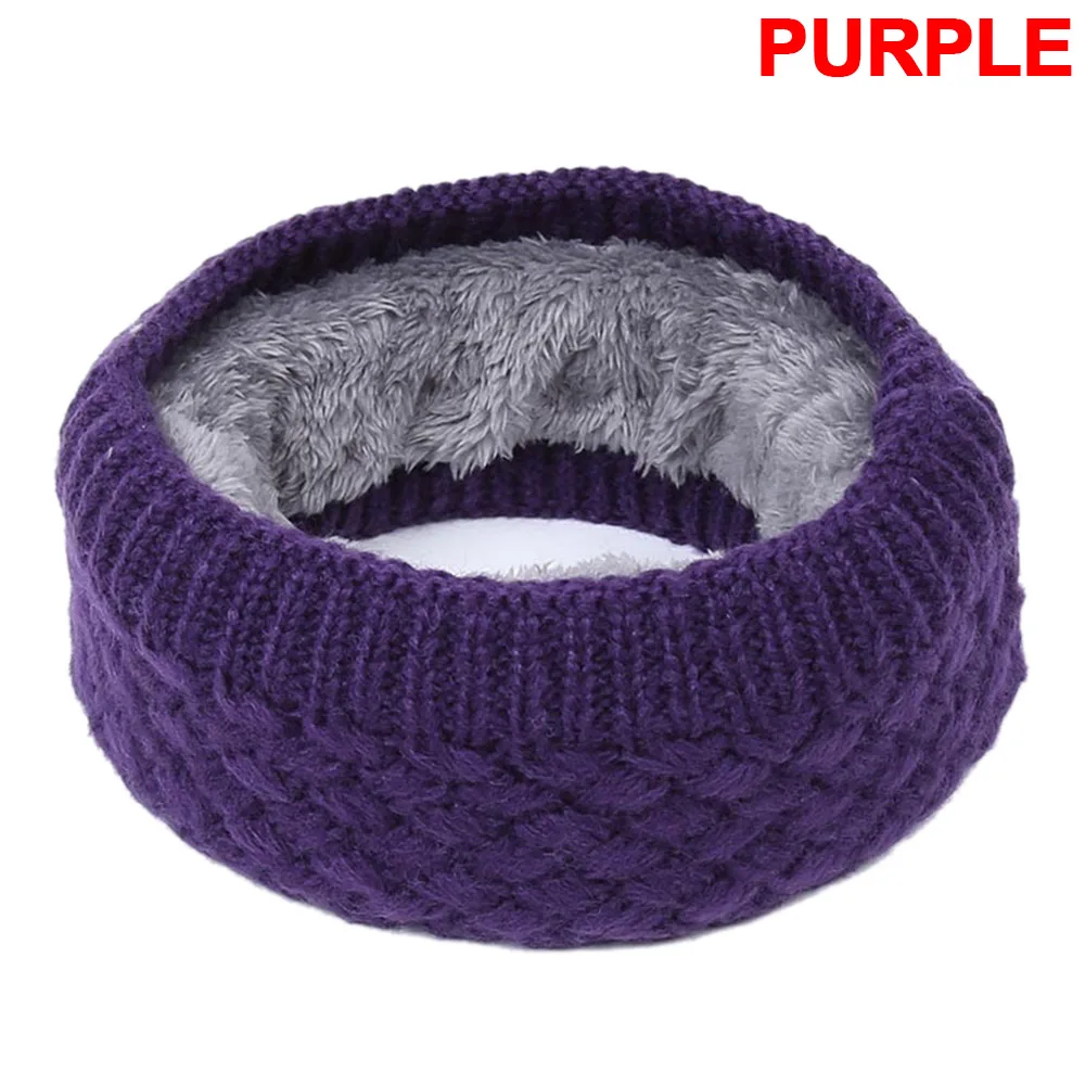 Зимний теплый матовый вязаный шейный шарф-петля, уплотненная теплая круглая обертка, шарф-хомут с петлей, женский шарф для катания на лыжах и альпинизма - Цвет: purple  Scarf