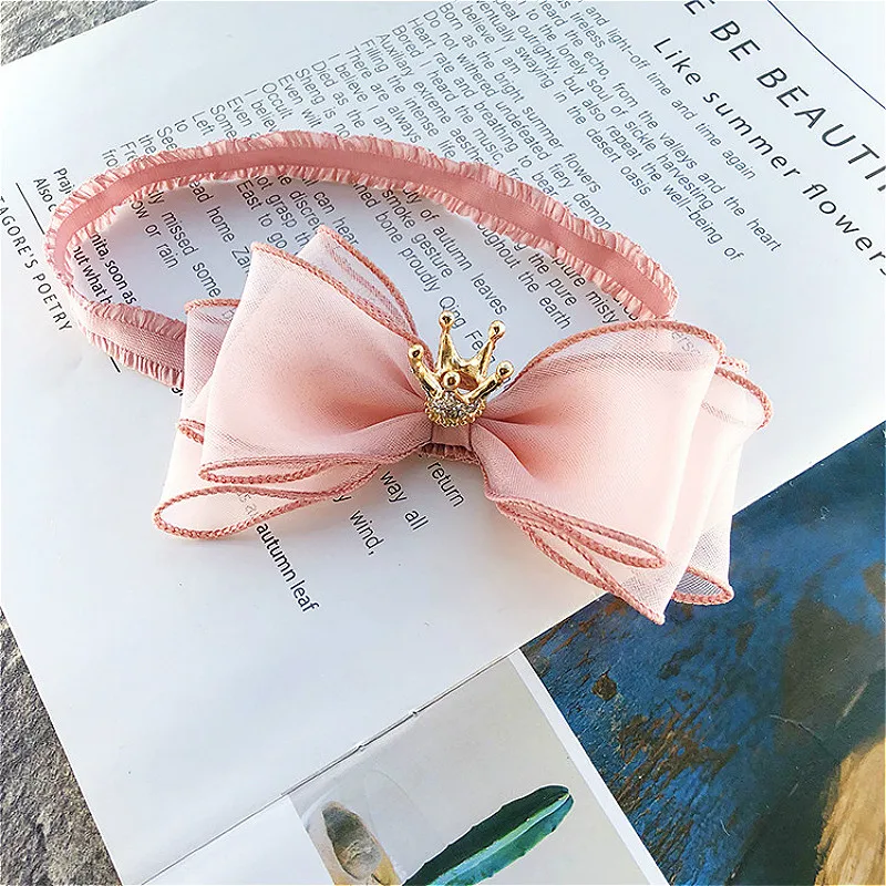 Baby Girls Bowknot Crown Headband Lace Elastic Princess Hair Band Fashion New Style Children Kids Hair Accessories Baby Headband