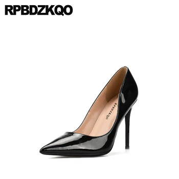 

thin patent leather ladies formal shoes ultra extreme office super pumps 10 42 black size 33 plus pointed toe high heels 8cm new