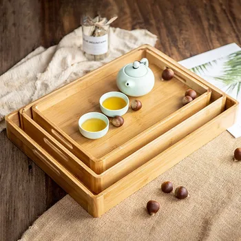 

Japanese Wooden Square Tray Wood Rectangular Plates For Food Snack Tea Coffee Cocktail Meals Fruit Tray Home Cake Breakfast Tray