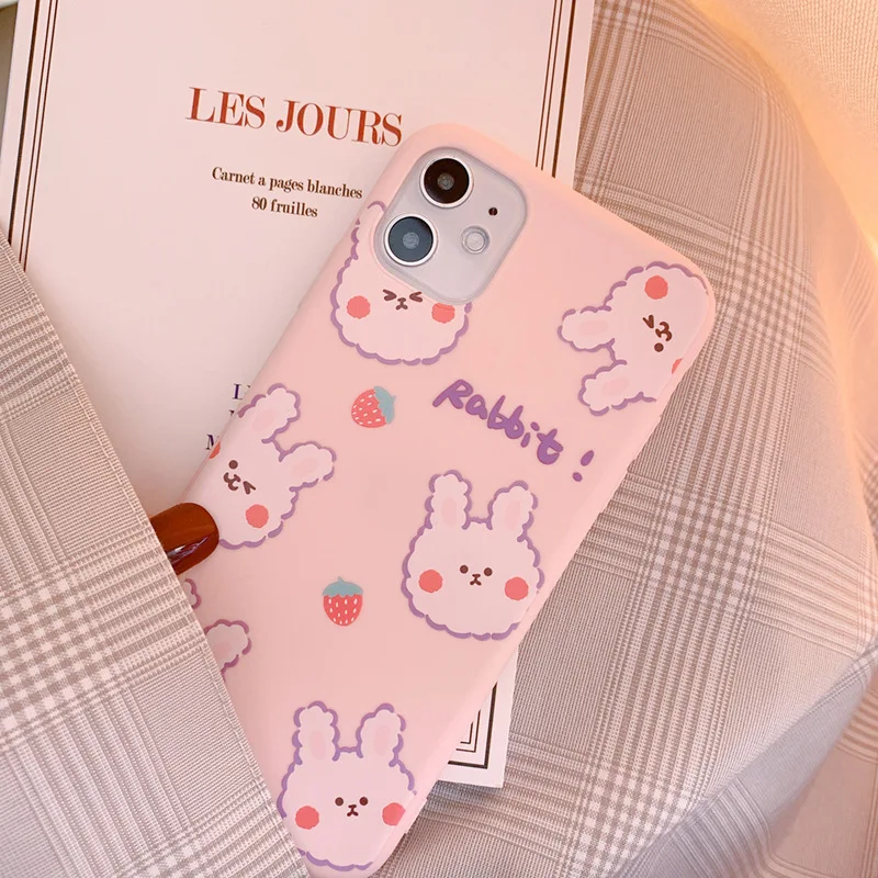 Cute Pink Strawberry Rabbit Phone Case For Iphone 11 11promax 11pro 6 6s 7 8