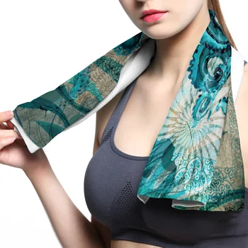 

Retro Shabby Ocean Octopus Face Towel Cooling ice Utility Instant Cozy Ice Cold for Running