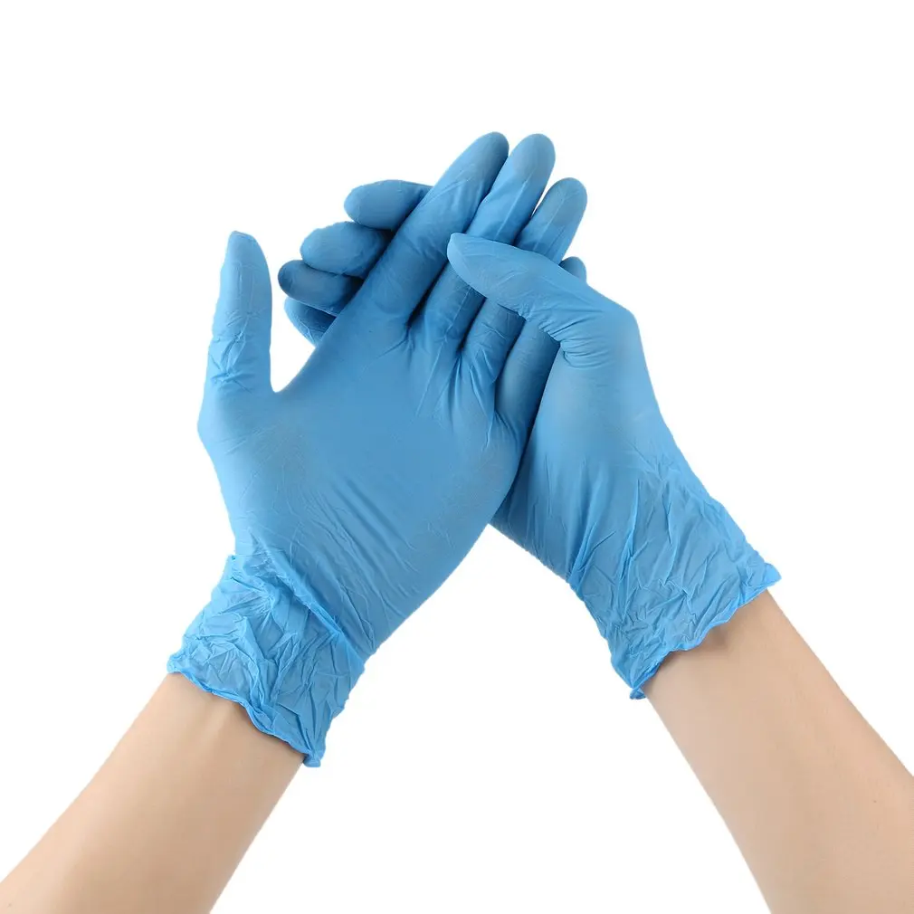 

100pcs Wear-Resistant Durable Nitrile Disposable Gloves Rubber Latex Food Medical Household Cleaning Gloves Anti-Static Blue