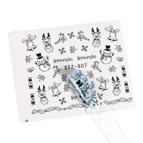 1 шт. Рождественские декоративные наклейки на ногти веселая Рождественская наклейка водоотталкивающие наклейки для ногтей Снежинка Санта Дизайн ногтей маникюр CHSTZ779-808 - Цвет: STZ-807