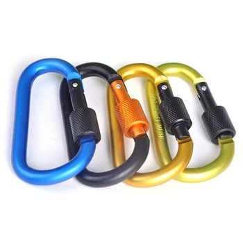 

1 PCS 8CM Locking D Shape Buckle Quickdraw Extender Aluminum Keychain Metal Outdoor Sport Buckle Hanging Nut