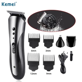 

Kemei Nasal hair removal Rechargeable Electric Nose Hair Clipper 3 in 1 Professional Beard Razor Machine
