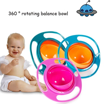 

Baby Feeding Food Gyro Bowl Infant Toddler Kids Plate Universal Spill-Proof Bowl 360 Degrees Rotation Gyroscopic Baby Dishes