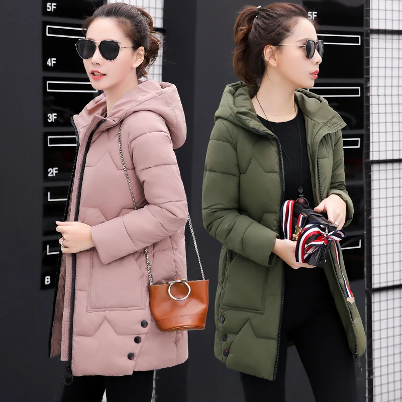 

2017 New Style Korean-style Autumn & Winter Fashion Slim Fit Slimming Hooded Mid-length Cotton-padded Clothes WOMEN'S Coat Fashi