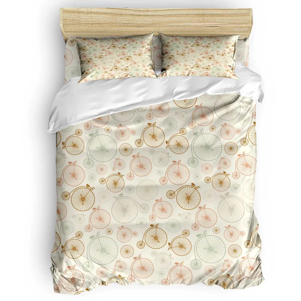 

Wheelbarrow bike vintage yellow repeat Vintage Duvet Cover Set View of Folkloric Serape 4 Piece Bedding Set