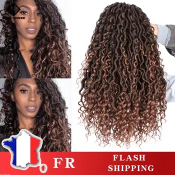 

Spring sunshine 18inch Messy Goddess Faux Locs Curly Crochet Braid Bohemian Soft Synthetic Braids Hair Extensions