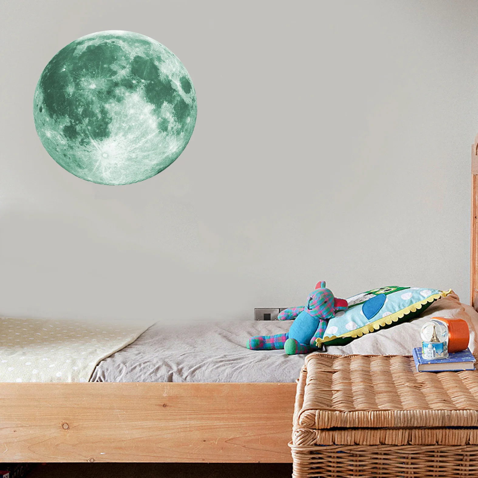 

1* Moon PVC Wall Stickers Waterproof Glow In The Dark Earth Space Moon Background Wall Sticker