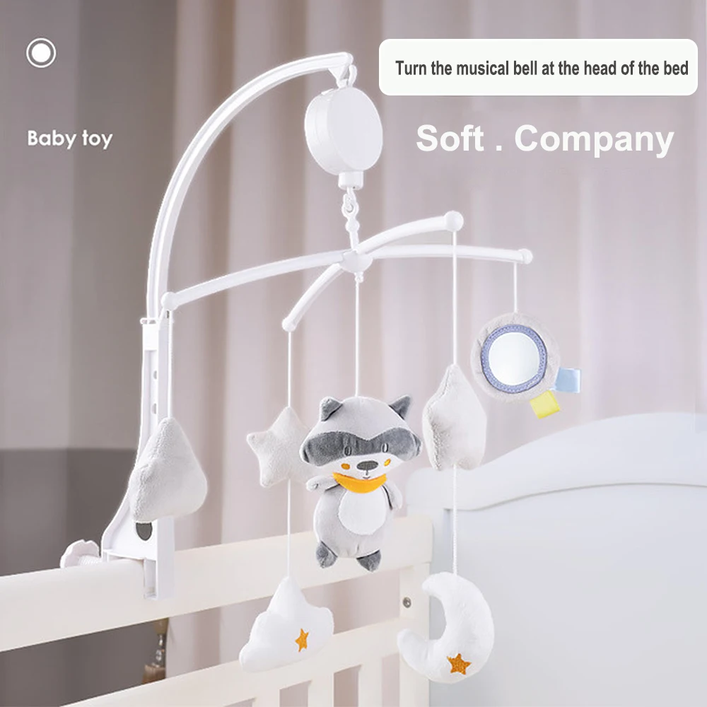Cartoon Baby Crib Mobiles Rattles Music Educational Toys Bed Bell