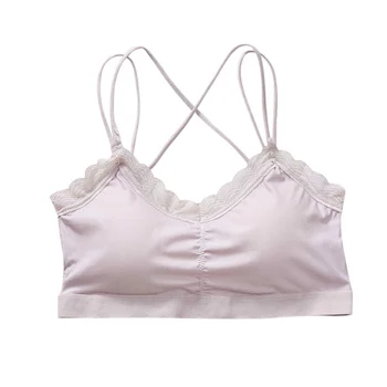 

Beauty Back Underwear Thin Belt Cross Beautiful Back Ice Silk Underwear Gathered Bra Anti-glare Sports Vest Everyday Padded