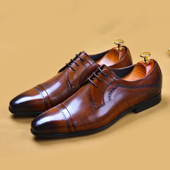 

Hot Men's Shoes Men Shoes British Leather Business Dress Pointed Brogues Formal Shoes