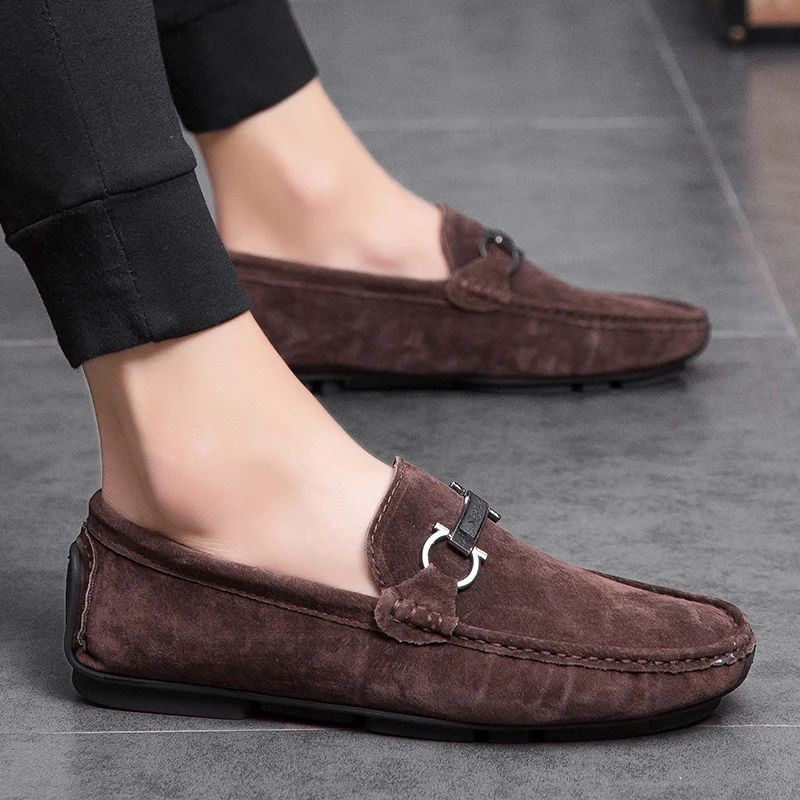 Popular Walking Driver Footwear Men Black Men Shoes Handmade Loafers Leather Driving Moccasins Mens Non-Slip Classic Man Shoes
