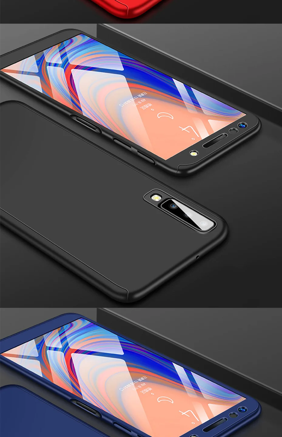 Luxury Case For Samsung Galaxy A70 A60 A50 A40 A30 A20 S10 E S9 S8 Plus S7 S6 Edge J3 J5 J7 A7 A5 A3 360 Phone Cover Cases