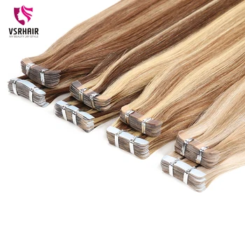 

VSR Piano Color 22 Inches Machine Remy Double Drawn Thick Bottom 4*0.8cm 2.0 2.5 Gram Tape In Human Hair Extensions