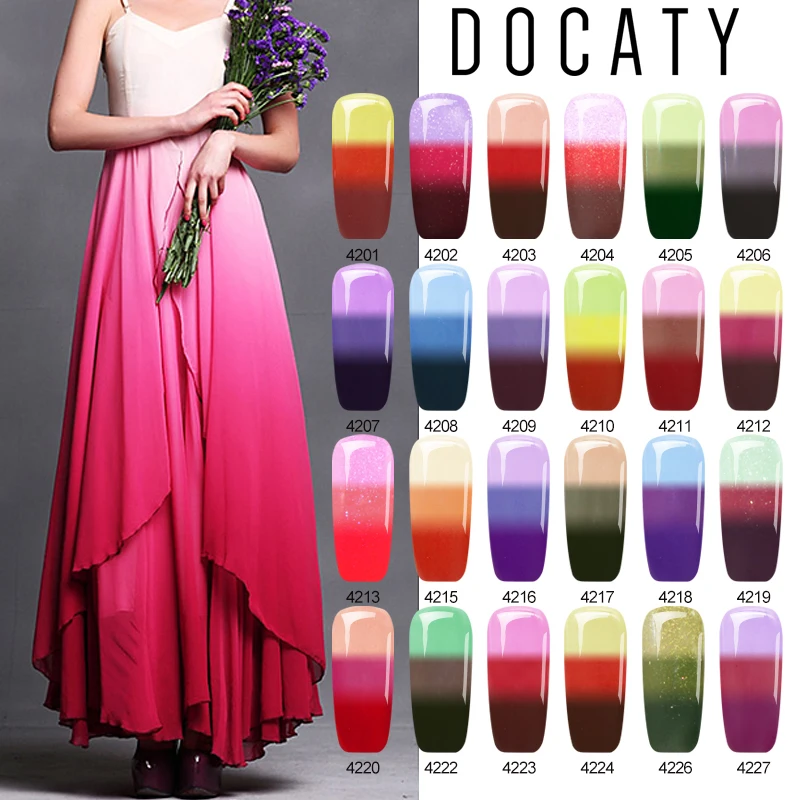 

Docaty Temperature Change UV Gel Polish Nails Art Varnish Chameleon Enamel Top Gel for Base Coat Thermal Color Gel Nail Polish